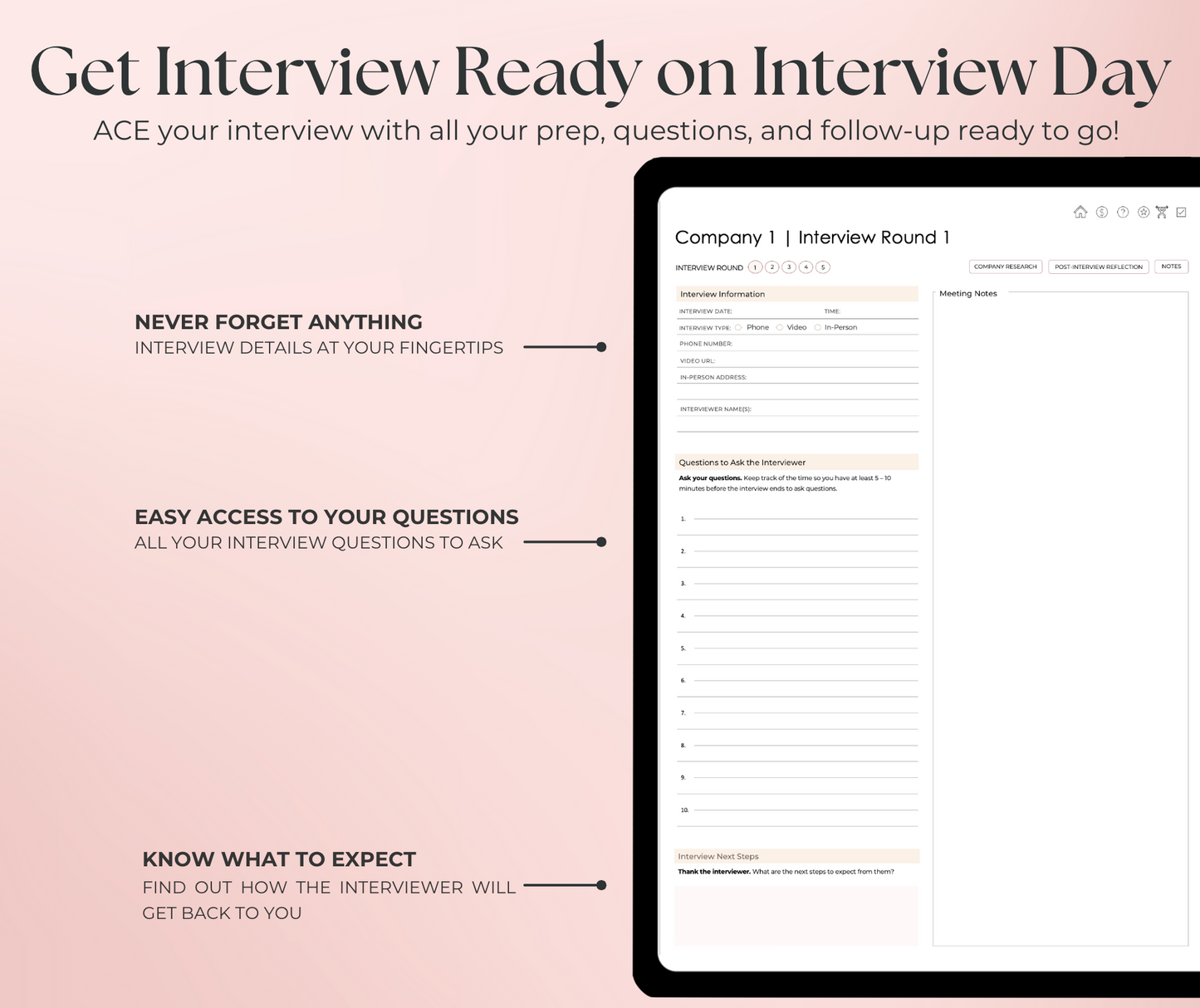Mindsprout Interview Planner: Less stress. More confidence!