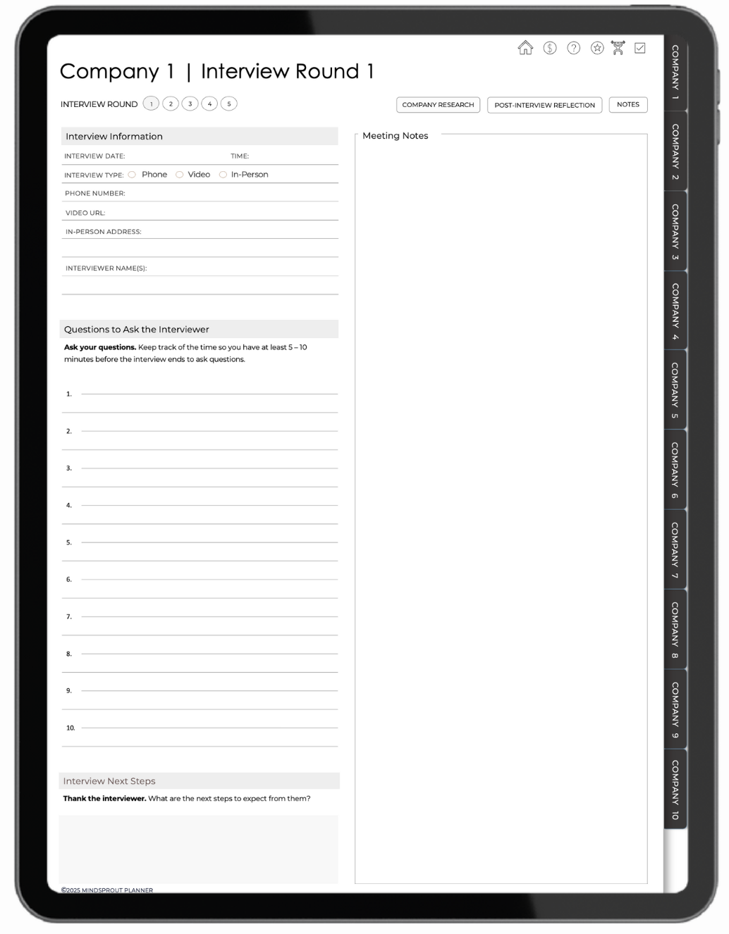 Mindsprout Interview Planner: Less stress. More confidence!