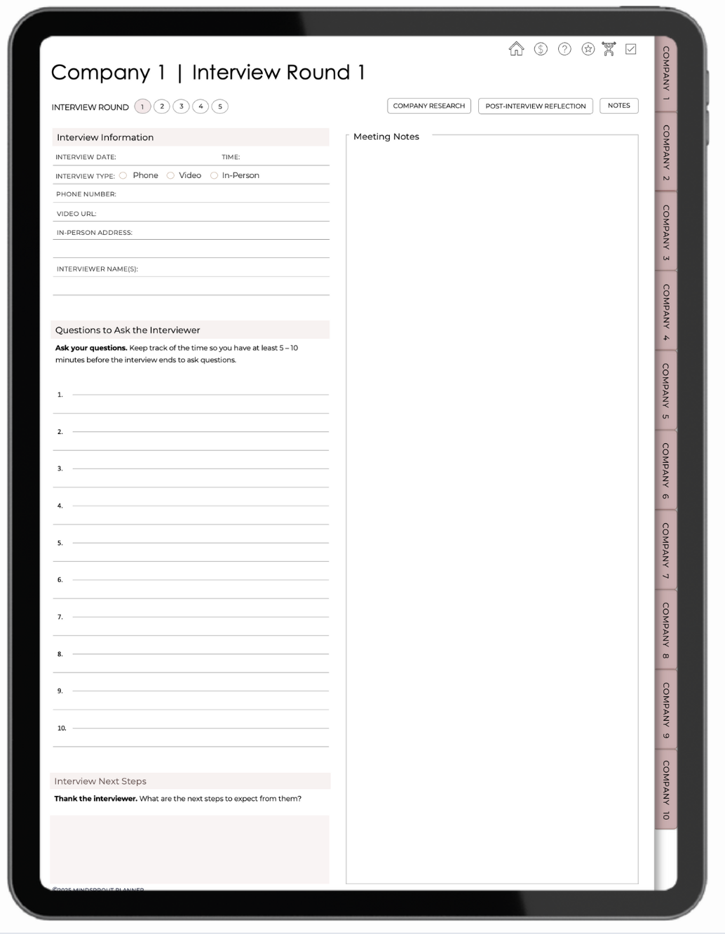 Mindsprout Interview Planner: Less stress. More confidence!