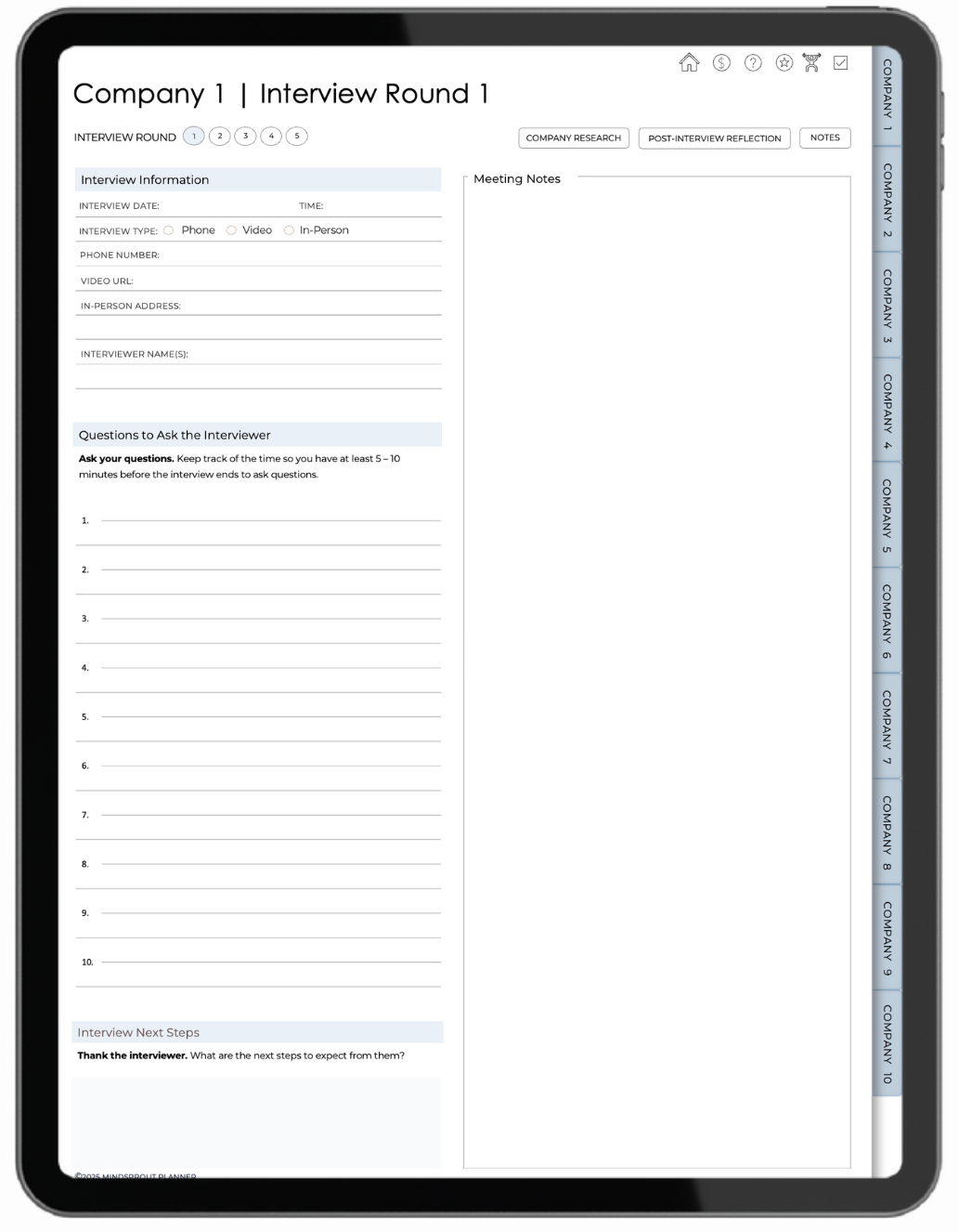 Mindsprout Interview Planner: Less stress. More confidence!